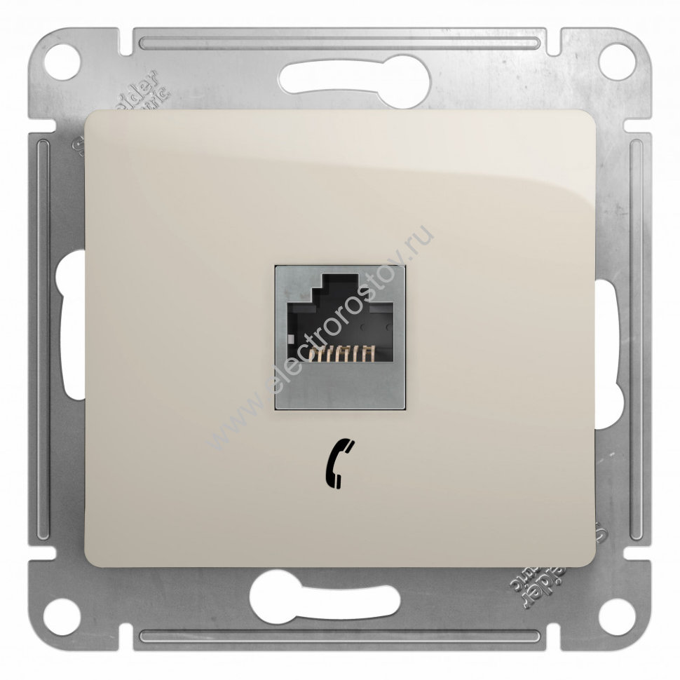 Glossa Молочный Розетка телефонная RJ11 Schneider Electric