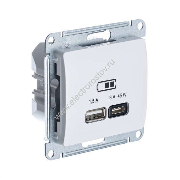 Glossa Бежевый Розетка USB A+C, 45Вт; 5В/1,5-3А Schneider Electric