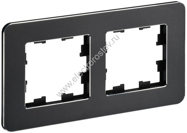 IEK BRITE DECOR Черный металл. скругл.угол Рамка 2-м РУ-2-1-Бр RE