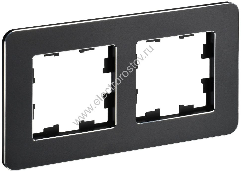 IEK BRITE DECOR Черный металл. скругл.угол Рамка 2-м РУ-2-1-Бр RE