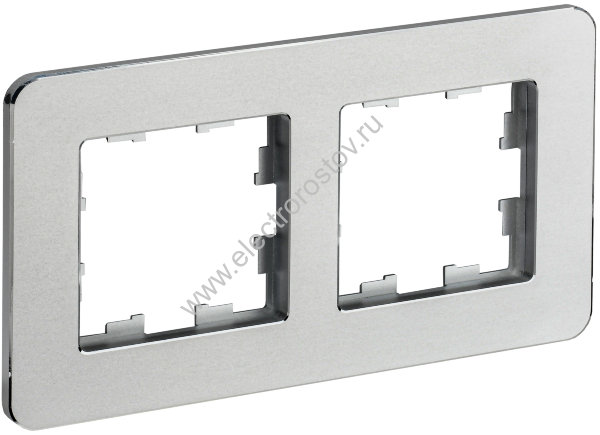 IEK BRITE DECOR Алюминий металл. скругл.угол Рамка 2-м РУ-2-1-Бр RE