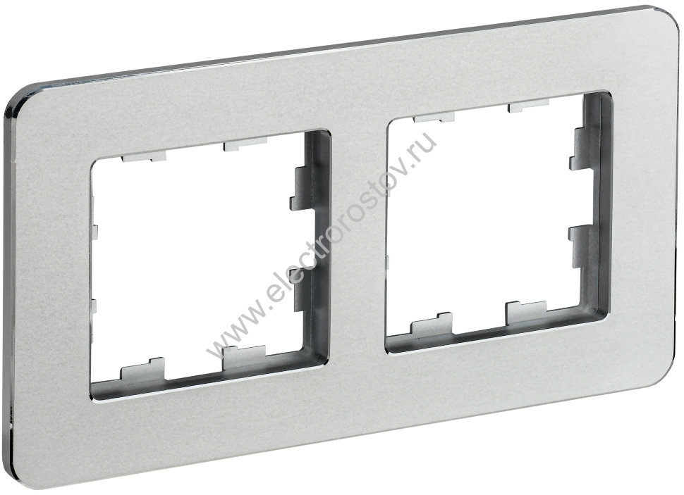 IEK BRITE DECOR Алюминий металл. скругл.угол Рамка 2-м РУ-2-1-Бр RE