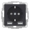 AtlasDesign Карбон Розетка + USB Розетка A+A, 1x2,4A или 2х1,2А Schneider Electric