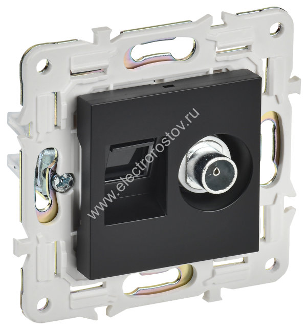 IEK SKANDY Черный Розетка двойная TV+RJ45 кат.5E SK-A14Bl