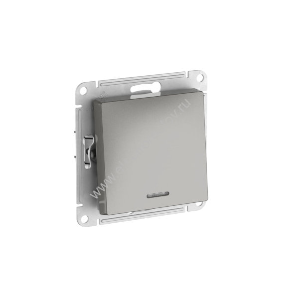 AtlasDesign Сталь Переключатель 1-клавишный с подсветкой с быстрозажим. клеммами Schneider Electric