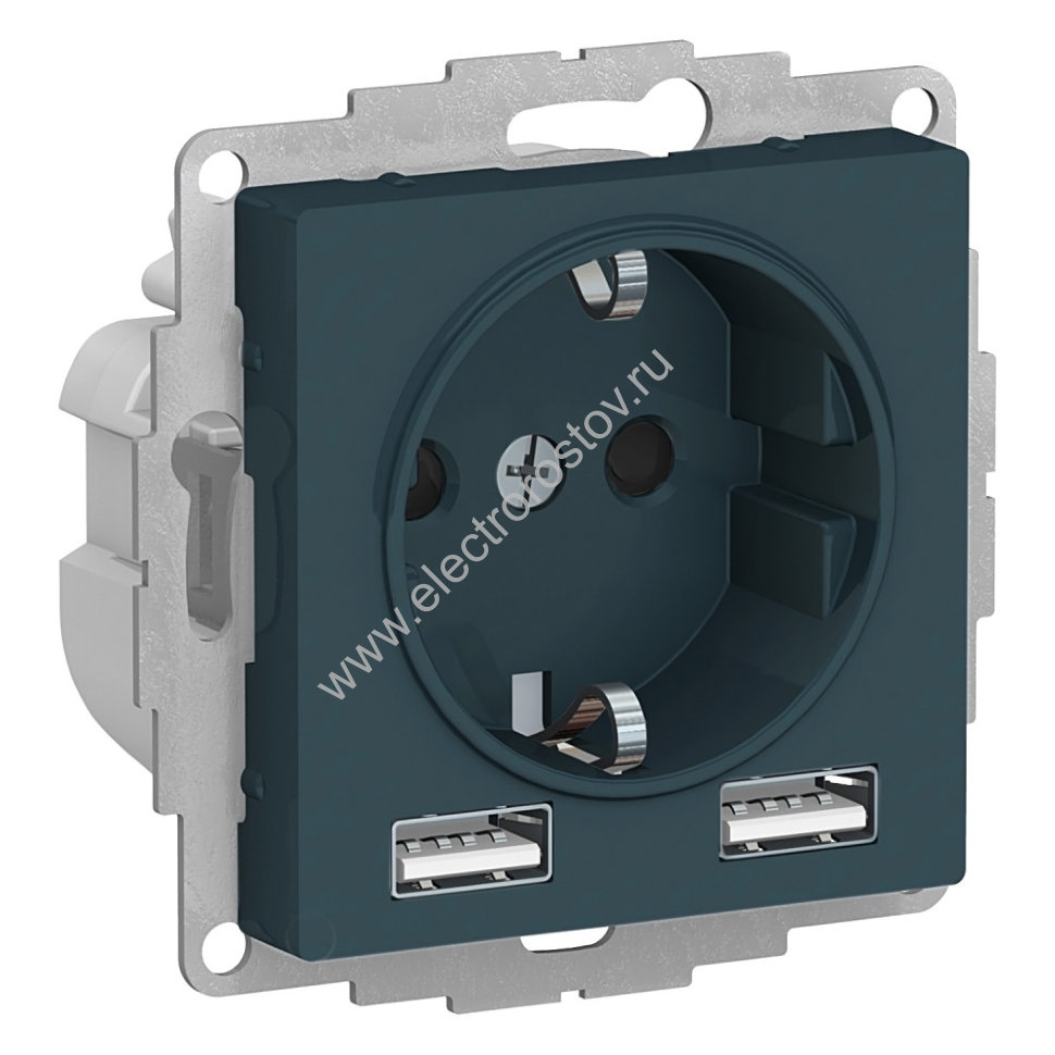 AtlasDesign Изумруд Розетка + USB Розетка A+A, 1x2,4A или 2х1,2А Schneider Electric