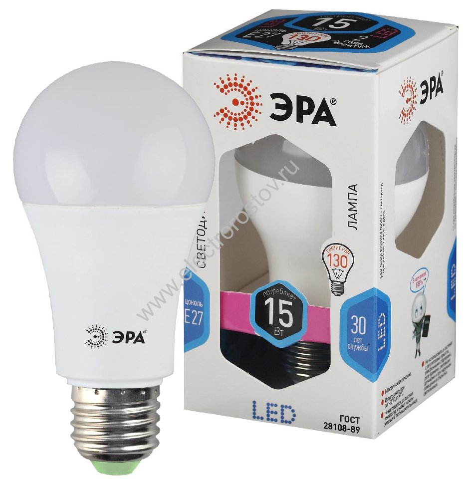 Лампа светодиодная LED A60 Груша 15Вт E27 4000K ЭРА