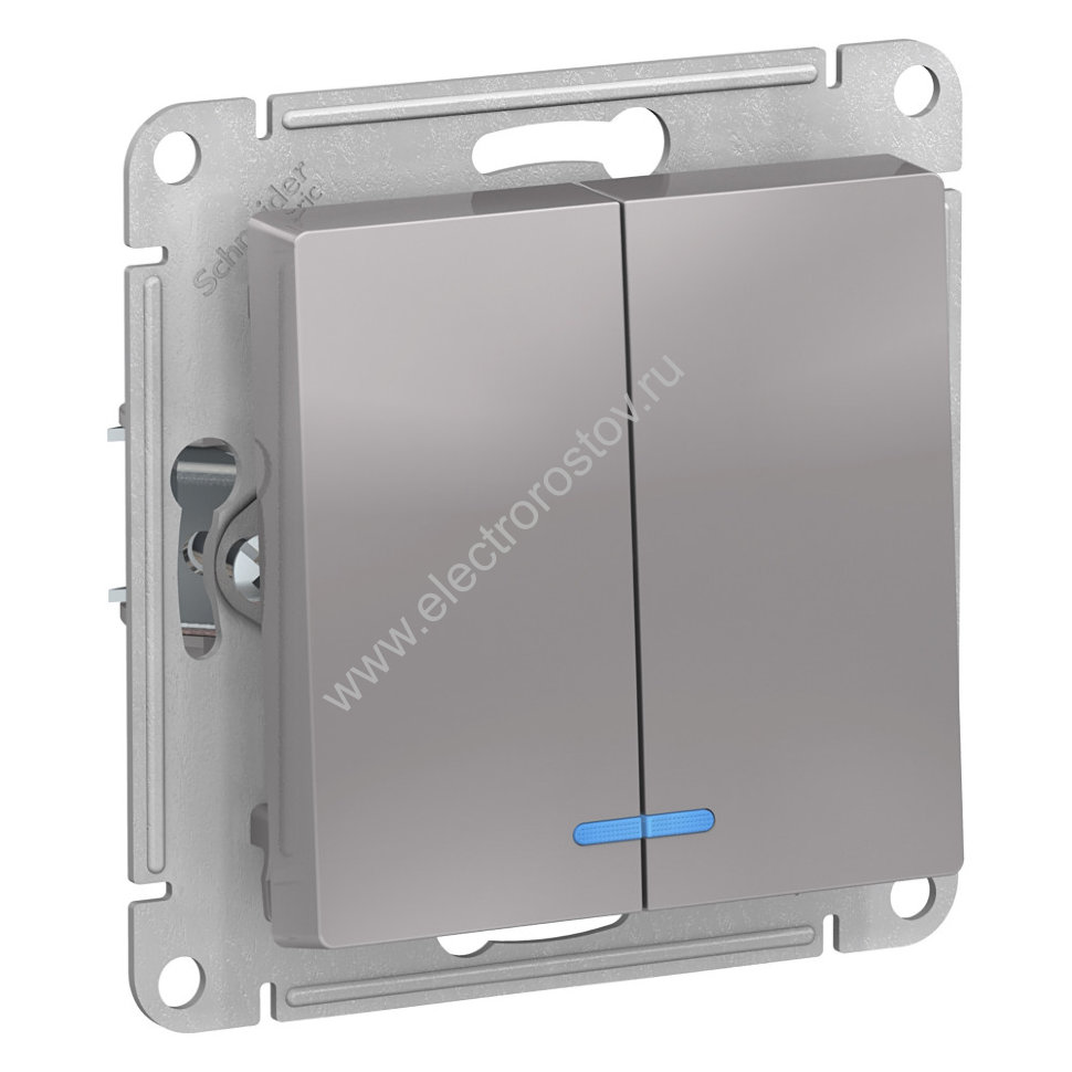 AtlasDesign Алюминий Выключатель 2-клавишный с подсветкой Schneider Electric