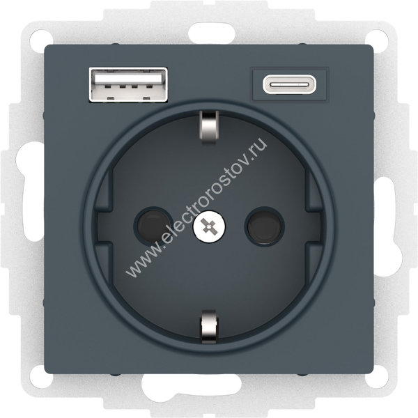 AtlasDesign Изумруд Розетка + USB Розетка A+C 1x5 В/2,4А; 3,0 А; 2х5В/1,5А Schneider Electric