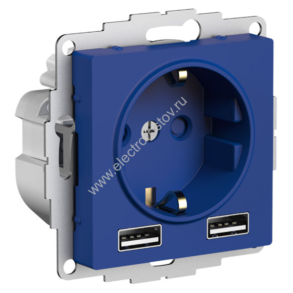 AtlasDesign Аквамарин Розетка + USB Розетка A+A, 1x2,4A или 2х1,2А Schneider Electric