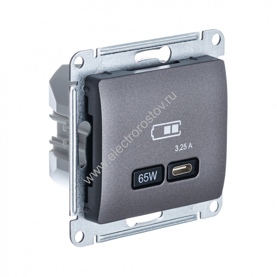 Glossa Графит Розетка USB C, 65Вт; 5-20В/3,25А Schneider Electric