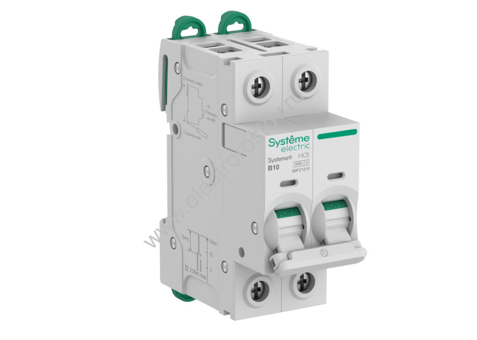 Systeme Electric Systeme9 Автоматический выключатель (АВ) B 10A 2P 6kA 400В