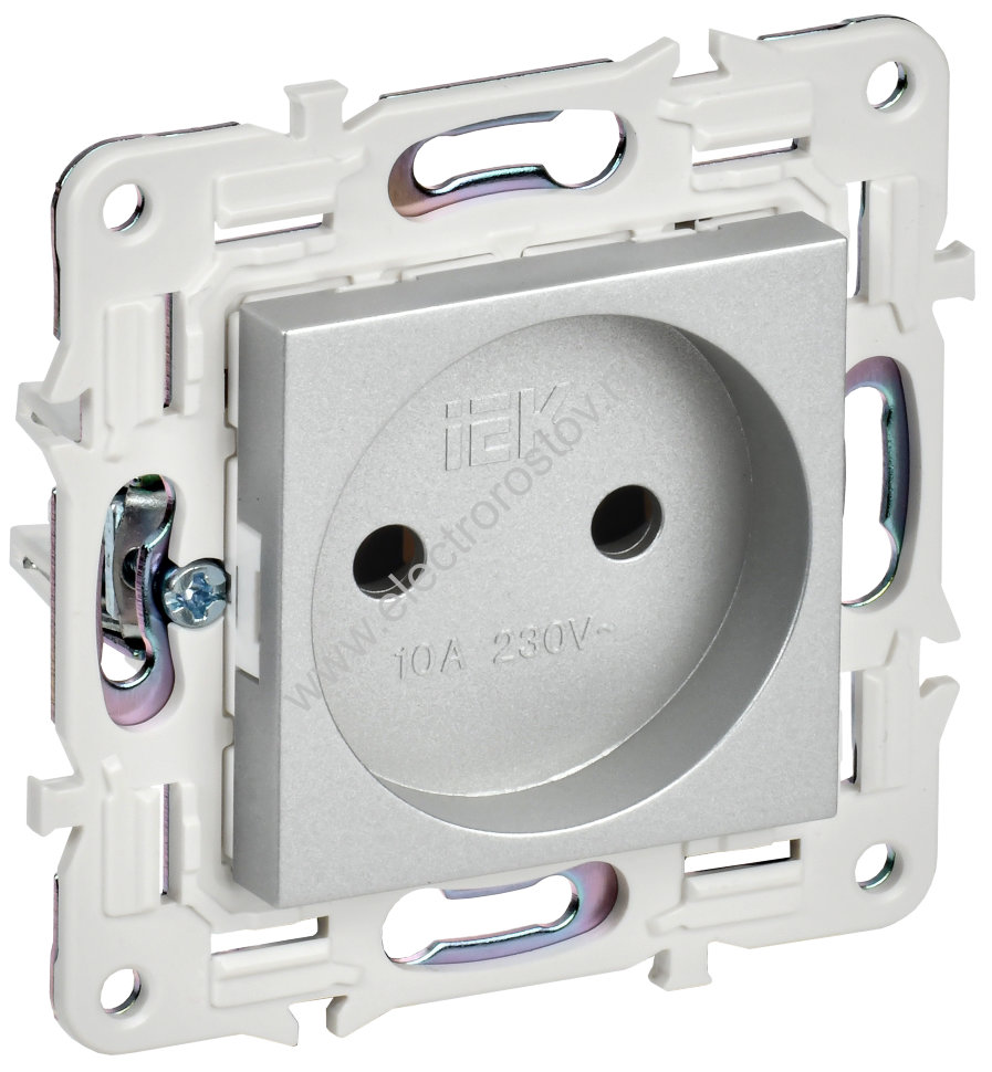 IEK SKANDY Серебряный Розетка б/з 10А SK-R02S