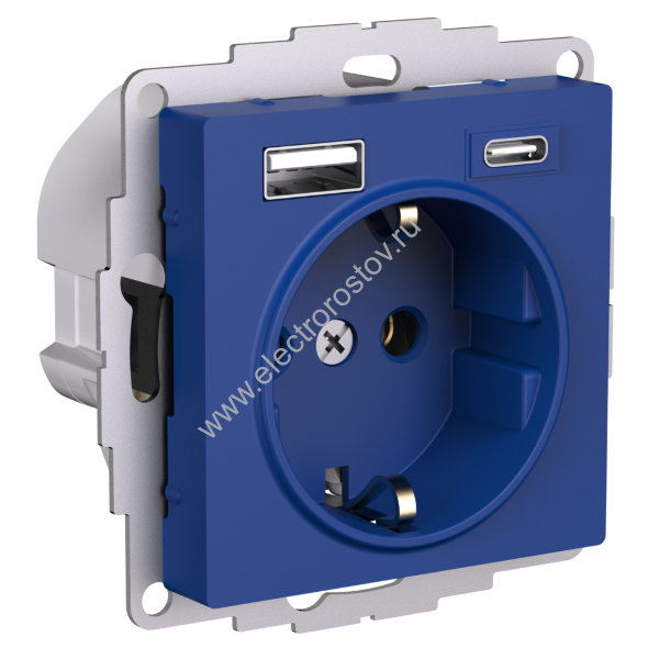 AtlasDesign Аквамарин Розетка + USB Розетка A+C 1x5 В/2,4А; 3,0 А; 2х5В/1,5А Schneider Electric