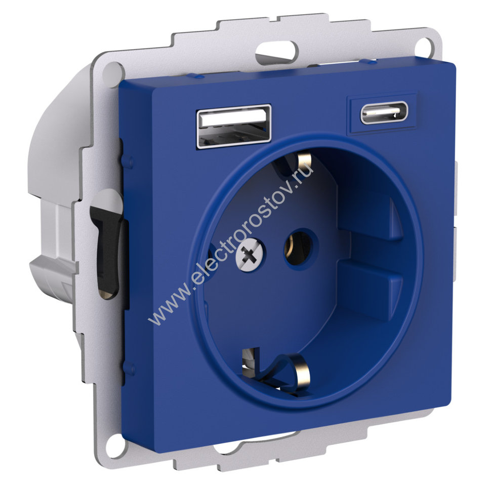 AtlasDesign Аквамарин Розетка + USB Розетка A+C 1x5 В/2,4А; 3,0 А; 2х5В/1,5А Schneider Electric