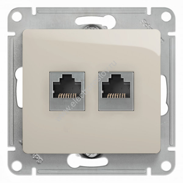 Glossa Молочный Розетка компьютерная + телеф. RJ11+RJ45, кат. 5e Schneider Electric