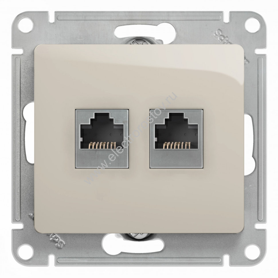 Glossa Молочный Розетка компьютерная + телеф. RJ11+RJ45, кат. 5e Schneider Electric