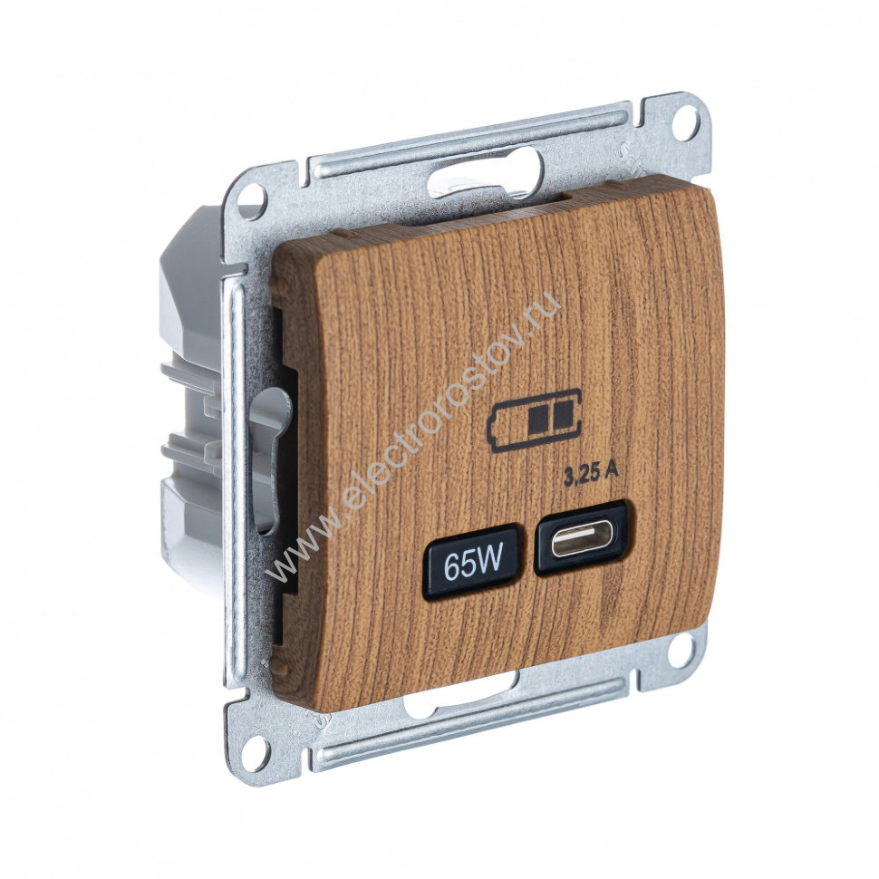 Glossa Дуб Розетка USB C, 65Вт; 5-20В/3,25А Schneider Electric