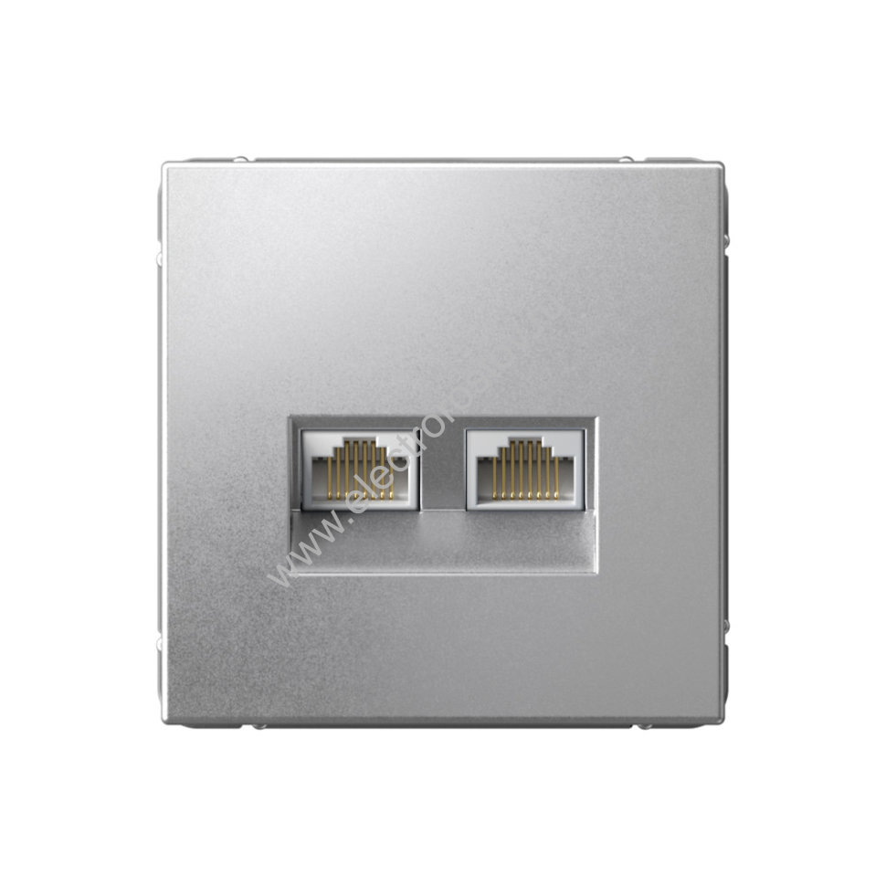 Systeme Electric ArtGallery Алюминий Розетка двойная компьютерная RJ45+RJ45, кат.6А, механизм