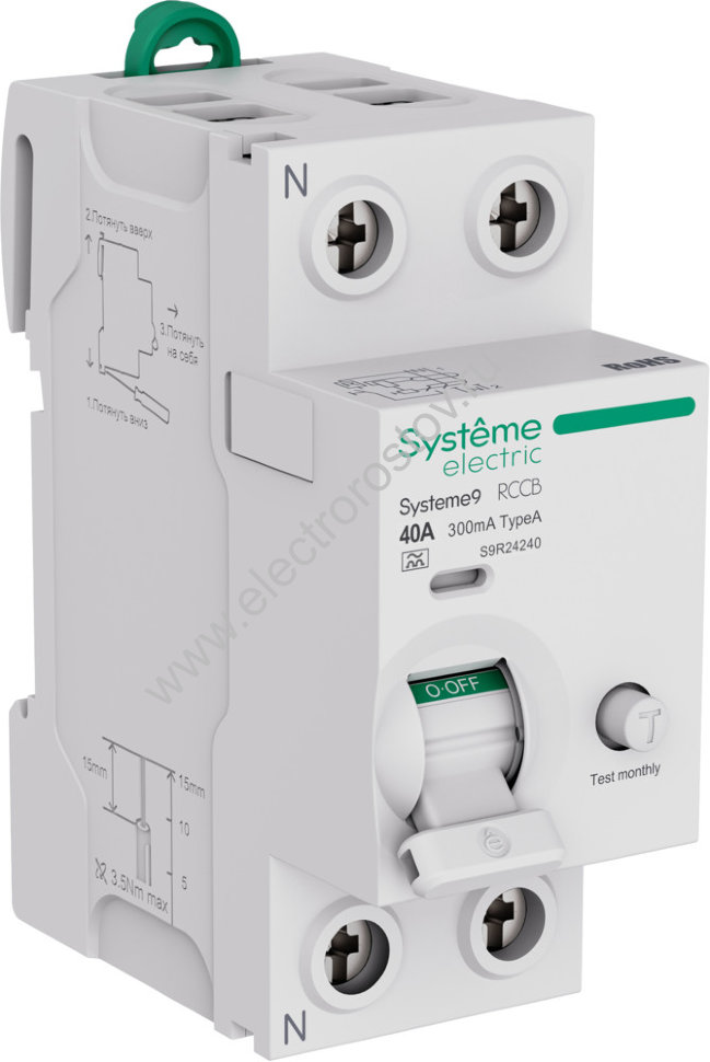 Systeme Electric Systeme9 Выключатель дифференциального тока (ВДТ) 40A 2P 300мА Тип-A 230В