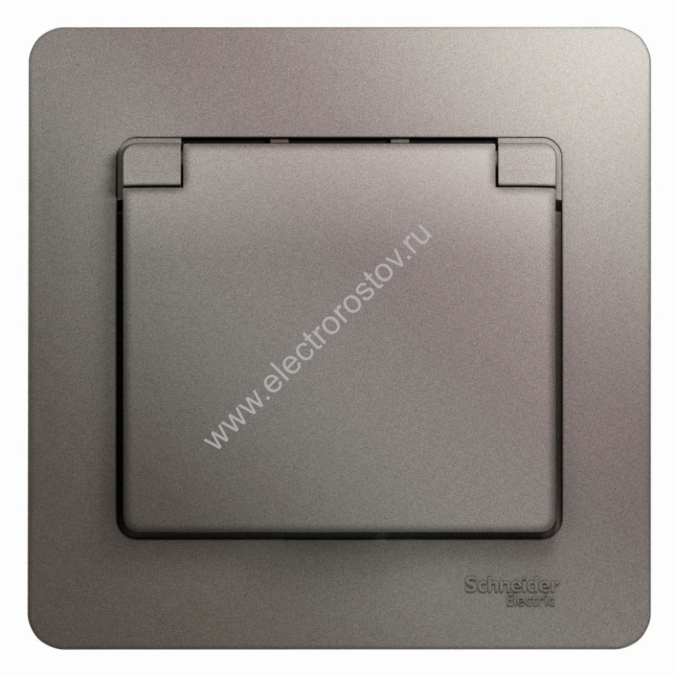 Glossa Платина Розетка 1-ая с/з со шторками с крышкой IP20 (в сборе с рамкой) Schneider Electric