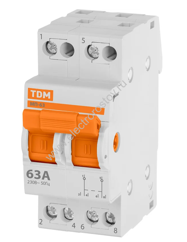Модульный переключатель трехпозиционный МП63 2P 63A TDM