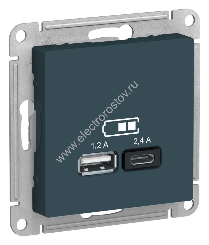 AtlasDesign Изумруд Розетка USB A+C; 5В/2,4A; 2x5В/1,2A Schneider Electric