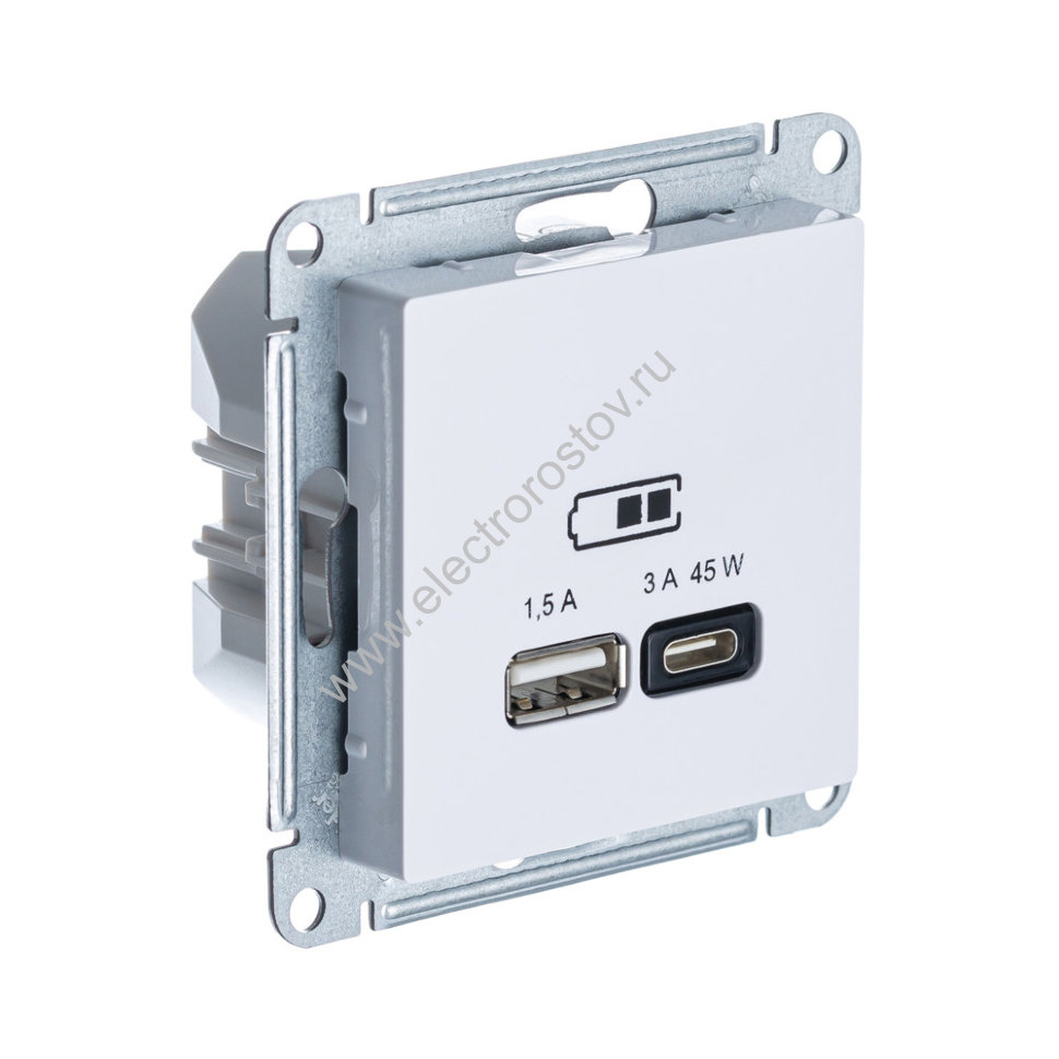 AtlasDesign Лотос Розетка USB A+C, 45 Вт; 5В/1,5-3А Schneider Electric