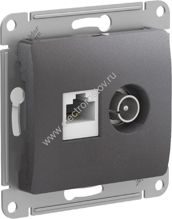 Glossa Графит Розетка двойная ТВ+комп RJ45, кат. 5e Schneider Electric