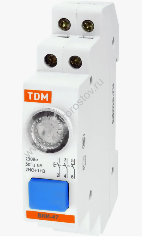 Выключатель кнопочный с индикацией ВКИ-47 синий (LED) 2HO, 1H3 AC/DC TDM