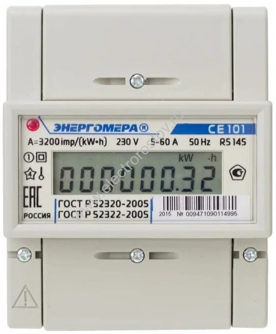 Счетчик электроэнергии 1Ф СЕ 101 R5 145 ЖК Энергомера