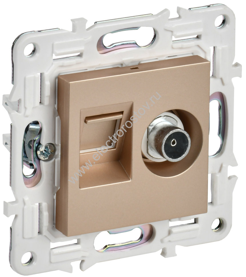 IEK SKANDY Песочный Розетка двойная TV+RJ45 кат.5E SK-A14Sa