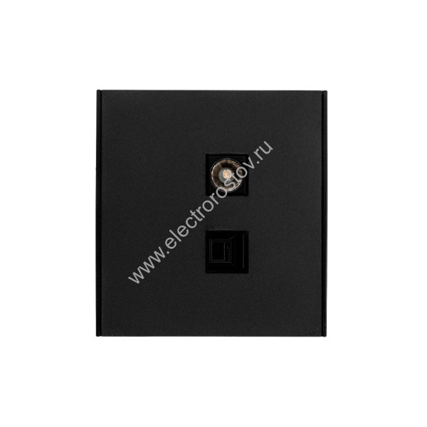 KRANZ STRONG Розетка компьютерная RJ45 кат6 + TV с/у антрацит, с 1-пост. рамкой