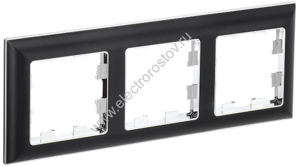 IEK BRITE DECOR Черный/хром 3D-форма Рамка 3-мест. РУ-3-Бр