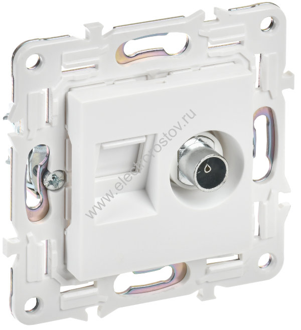 IEK SKANDY Арктический белый Розетка двойная TV+RJ45 кат.6E SK-A15W