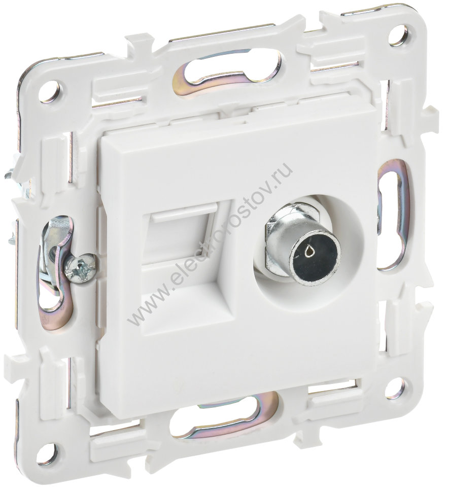 IEK SKANDY Арктический белый Розетка двойная TV+RJ45 кат.6E SK-A15W