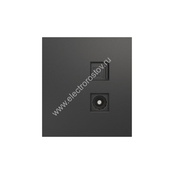 KRANZ STRONG Розетка компьютерная RJ45 кат6 + TV с/у графит, с 1-пост. рамкой