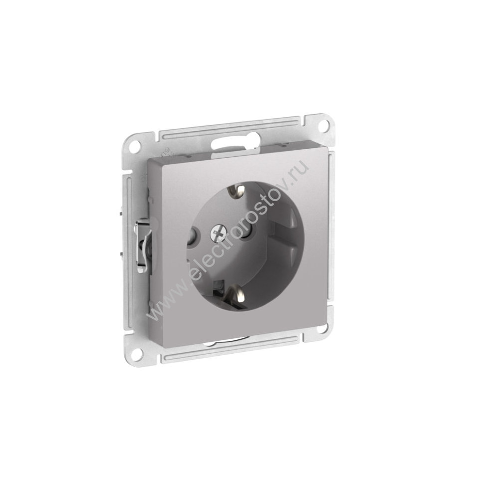 AtlasDesign Алюминий Розетка 1-ая с/з со шторками c быстрозажим. клеммами Schneider Electric