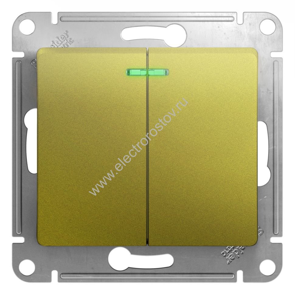 Systeme Electric Glossa Фисташковый Выключатель 2-клавишный с подсветкой