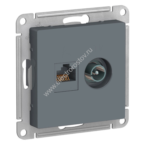 AtlasDesign Грифель Розетка двойная комп+ТВ, RJ45+TV, кат. 5е Schneider Electric