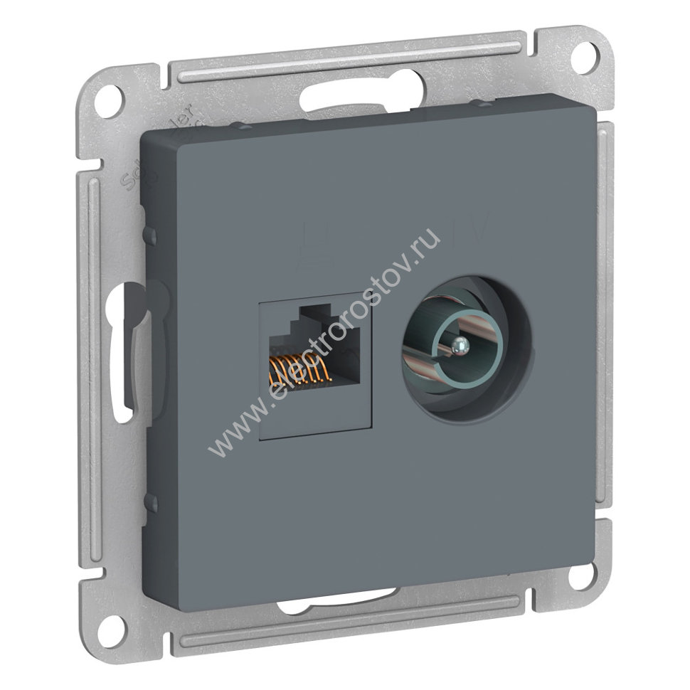 AtlasDesign Грифель Розетка двойная комп+ТВ, RJ45+TV, кат. 5е Schneider Electric