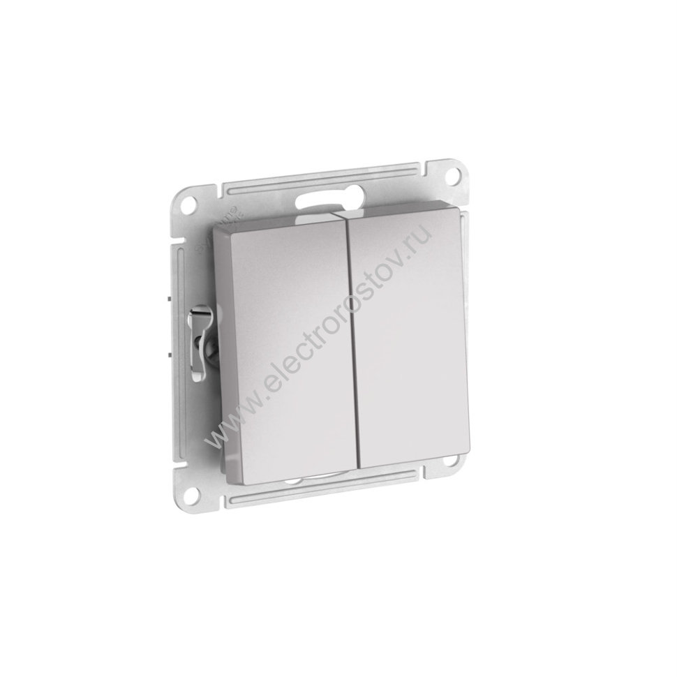 AtlasDesign Алюминий Выключатель 2-клавишный c быстрозажим. клеммами Schneider Electric