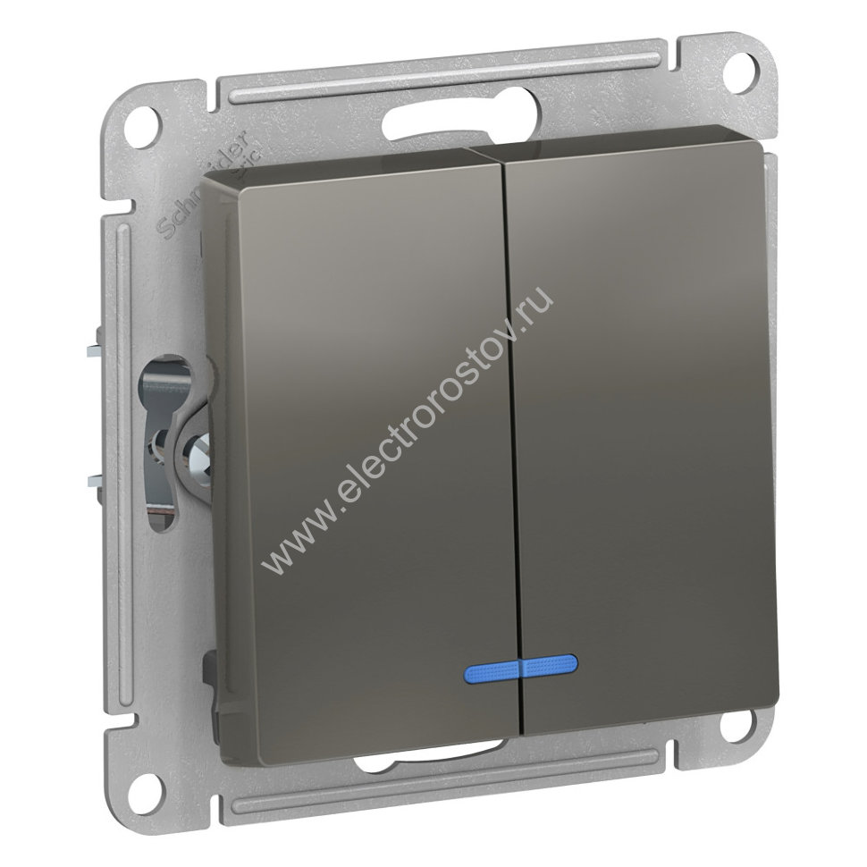 AtlasDesign Сталь Выключатель 2-клавишный с подсветкой Schneider Electric