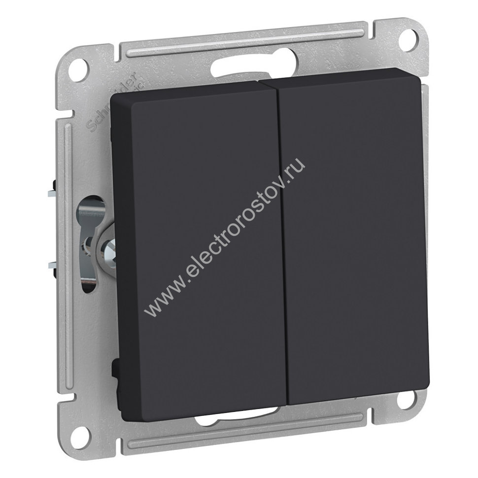 AtlasDesign Карбон Выключатель с самовозвратом двойной Schneider Electric