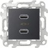 Simon 24 Графит Розетка 2хUSB 2,4A Simon