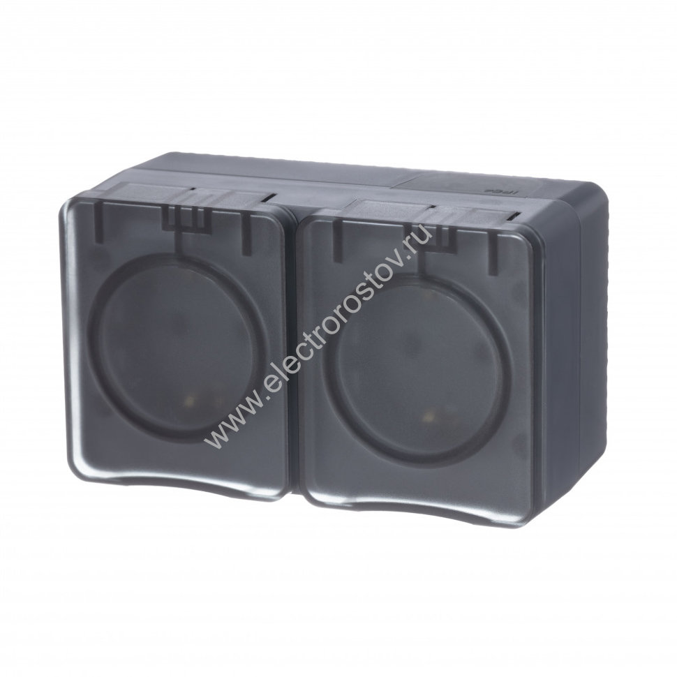 AtlasDesign Profi54 Антрацит Розетка 2-я с/з со шторками IP54 Schneider Electric
