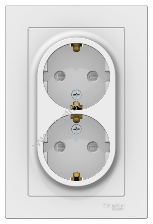AtlasDesign Бел Розетка 2-ая с/з со шторками Schneider Electric