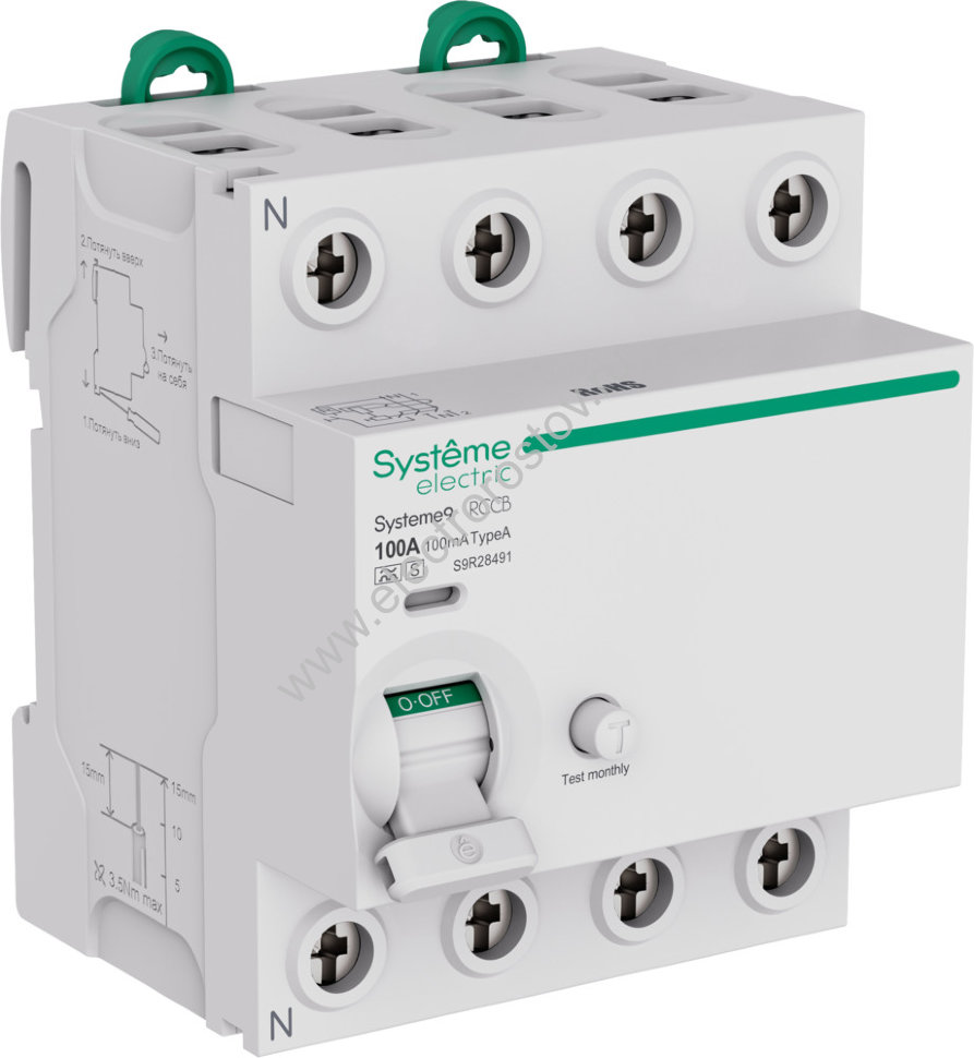 Systeme Electric Systeme9 Выключатель дифференциального тока (ВДТ) 100A 4P 100мА Тип-A-S 400В