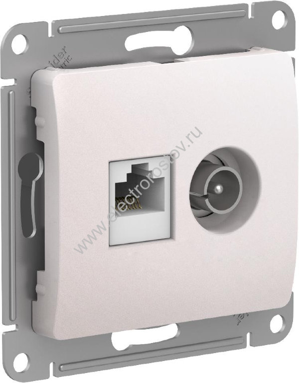 Glossa Перламутр Розетка двойная ТВ+комп RJ45, кат. 5e Schneider Electric