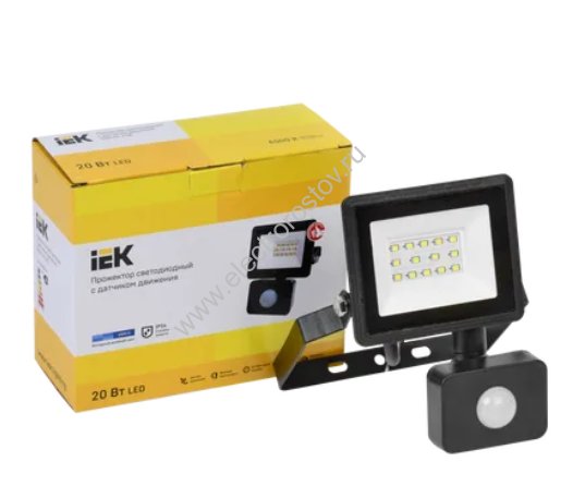 Прожектор светодиодный 20Вт 6500K IP65 с датчиком движения IEK